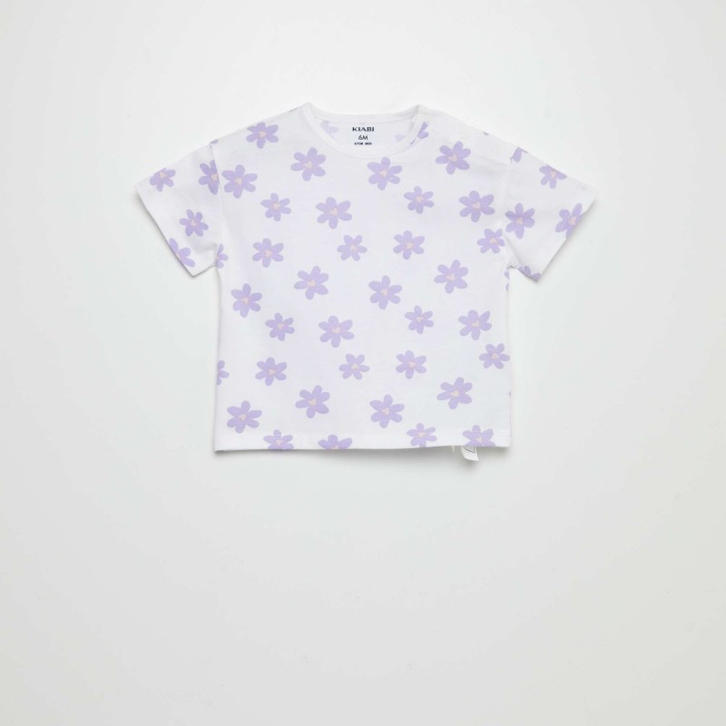 T-shirt imprimé oversize - Violet fleuri