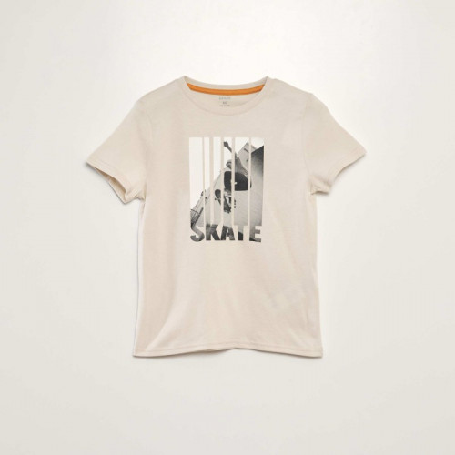 T-shirt en maille jersey imprimé - Beige