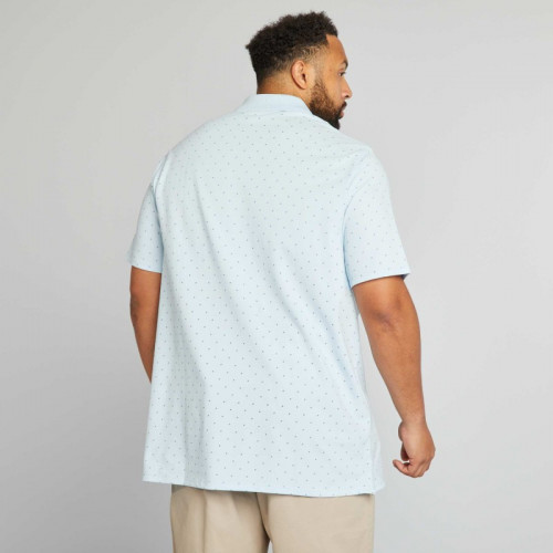 Polo en piqué de coton avec motifs - Bleu ciel