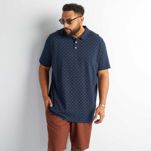 Polo en piqué de coton avec motifs - Bleu marine