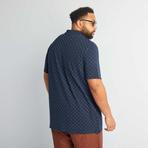 Polo en piqué de coton avec motifs - Bleu marine