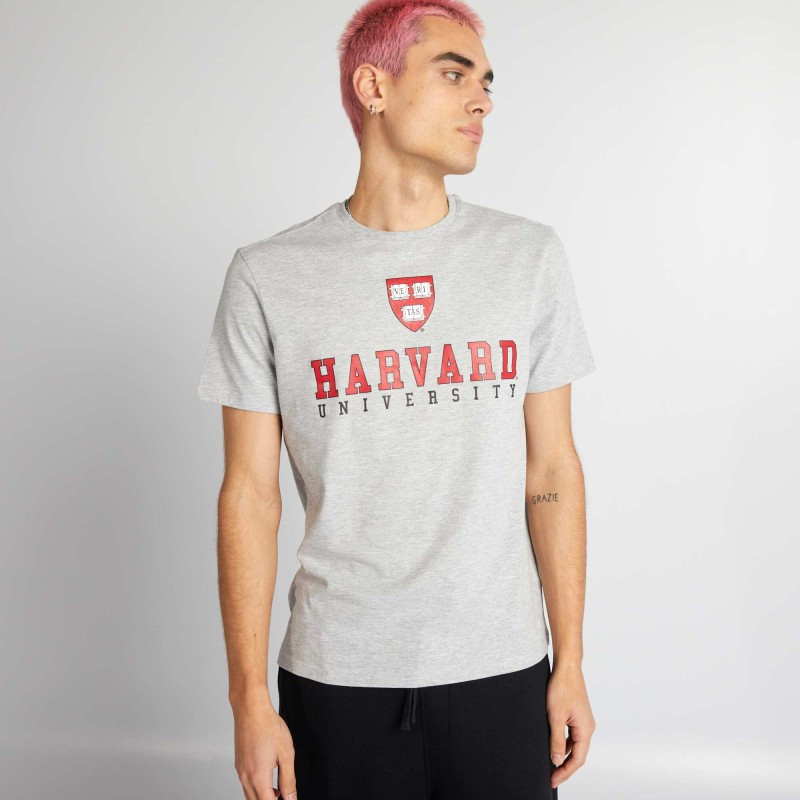 T-shirt 'style universitaire Harvard' - Gris