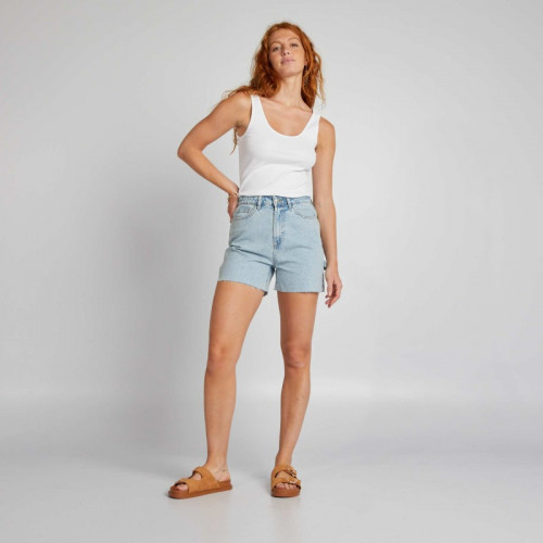 Short taille haute à 5 poches - Bleu