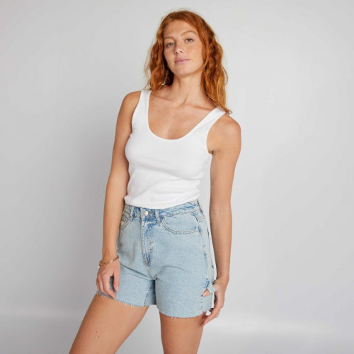 Short taille haute à 5 poches - Bleu