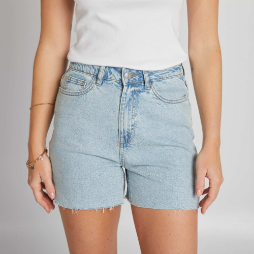 Short taille haute à 5 poches - Bleu