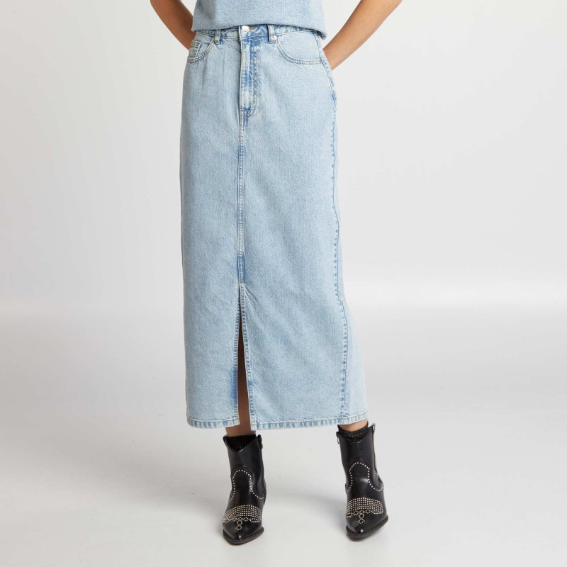 Jupe longue en denim taille haute - Triple stone