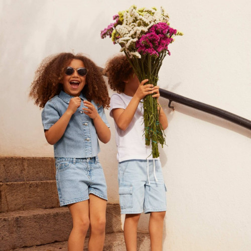 Short taille haute en jean - Bleu