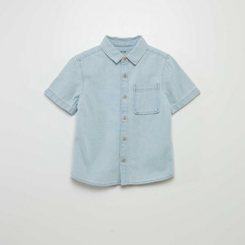 Chemise en denim à manches courtes - Bleu clair