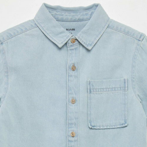 Chemise en denim à manches courtes - Bleu clair