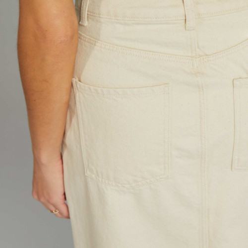 Jupe midi en jean - Beige