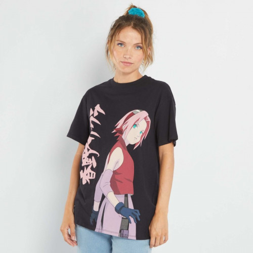 T-shirt manches courtes oversize 'Naruto' - Noir