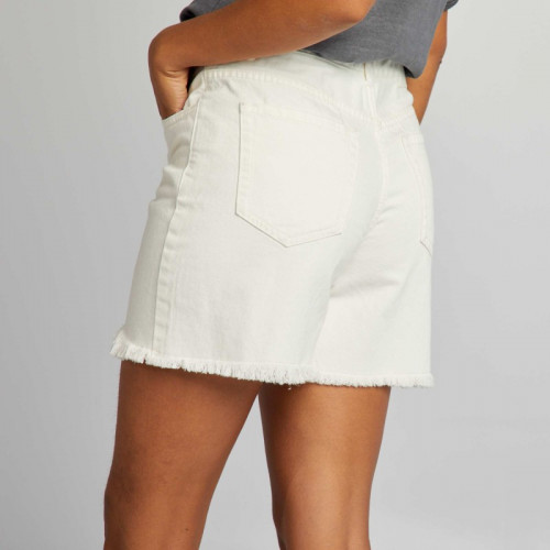 Short taille haute avec boutons - Blanc