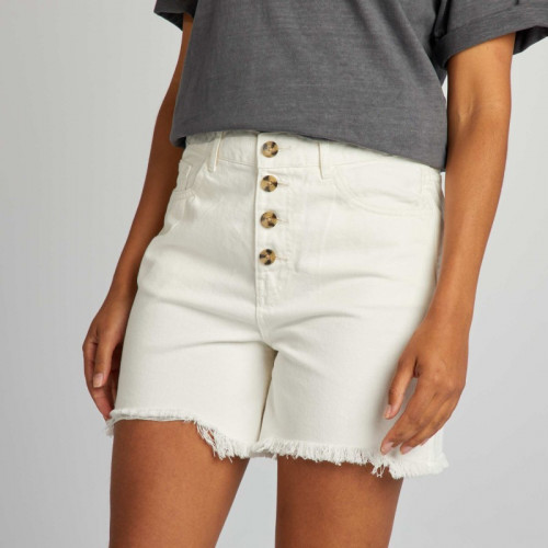 Short taille haute avec boutons - Blanc