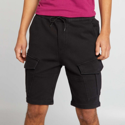 Short multipoches à taille élastiquée - Noir