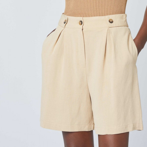 Short de tailleur en lin - Beige