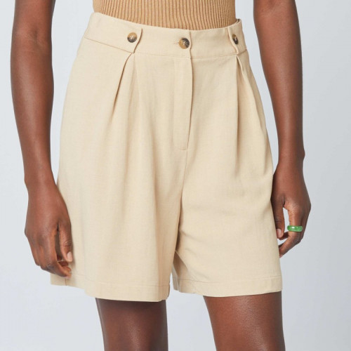 Short de tailleur en lin - Beige