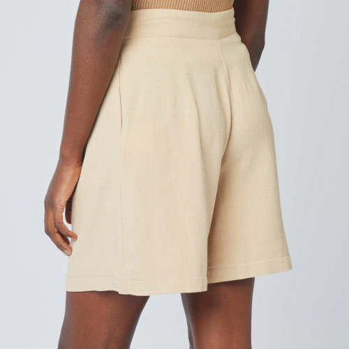 Short de tailleur en lin - Beige