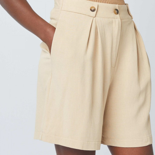 Short de tailleur en lin - Beige