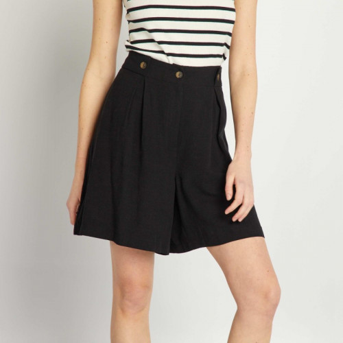 Short de tailleur en lin - Noir