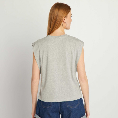 T-shirt uni sans manches - Gris