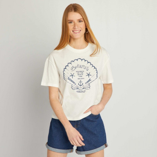 T-shirt imprimé coquillage - Blanc