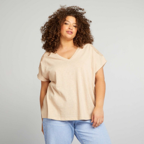 T-shirt à broderies - Beige