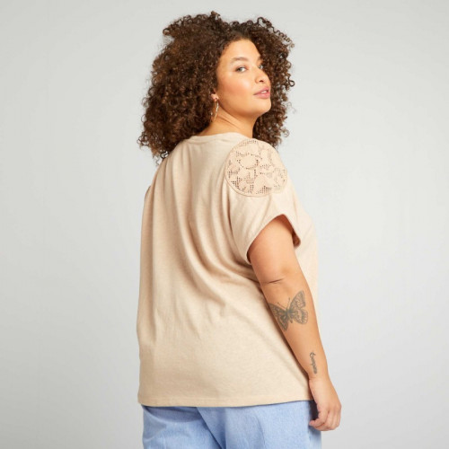 T-shirt à broderies - Beige