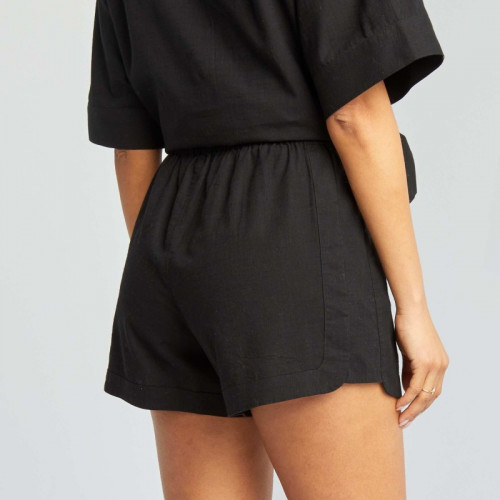 Short large imprimé en coton - Noir