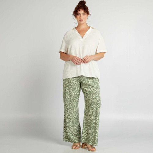 Pantalon large à motif - Vert