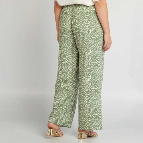 Pantalon large à motif - Vert