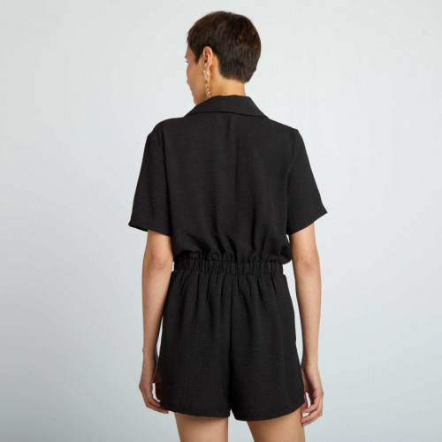 Combishort chemise à manches courtes - Noir