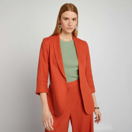 Veste tailleur en lin mélangé - Orange