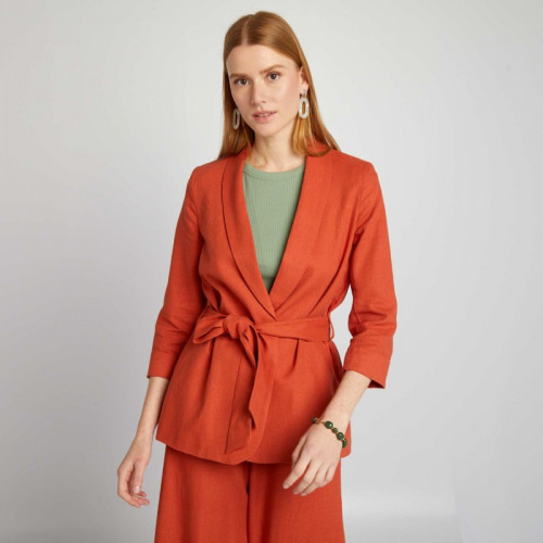 Veste tailleur en lin mélangé - Orange