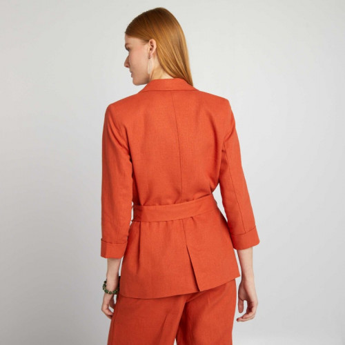 Veste tailleur en lin mélangé - Orange