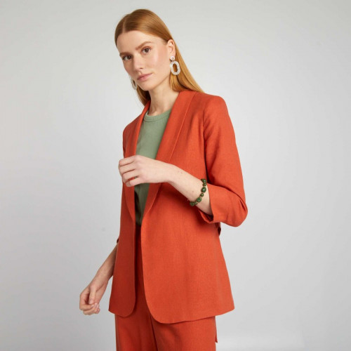 Veste tailleur en lin mélangé - Orange