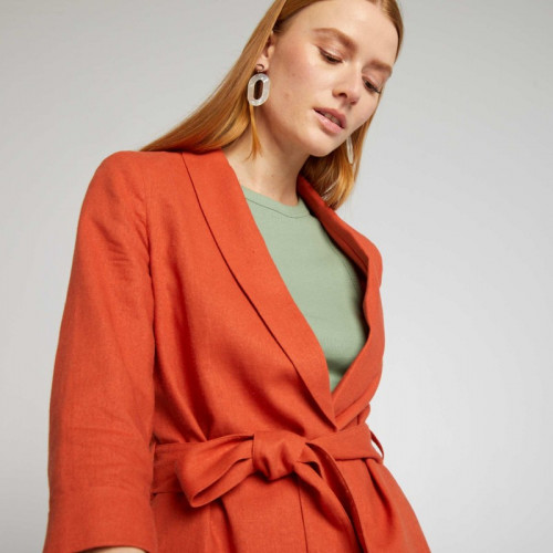 Veste tailleur en lin mélangé - Orange