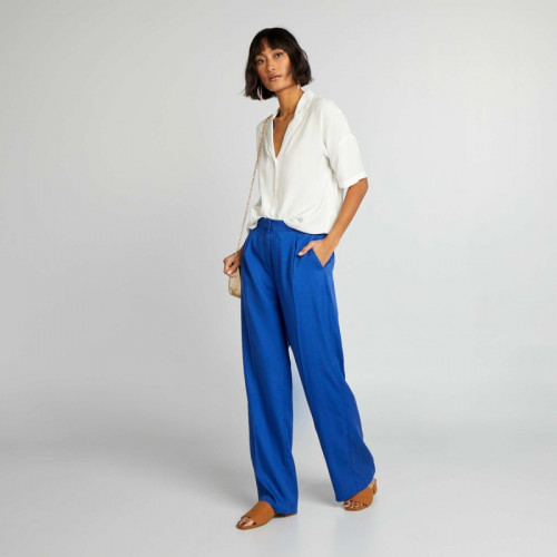 Pantalon large uni - Bleu