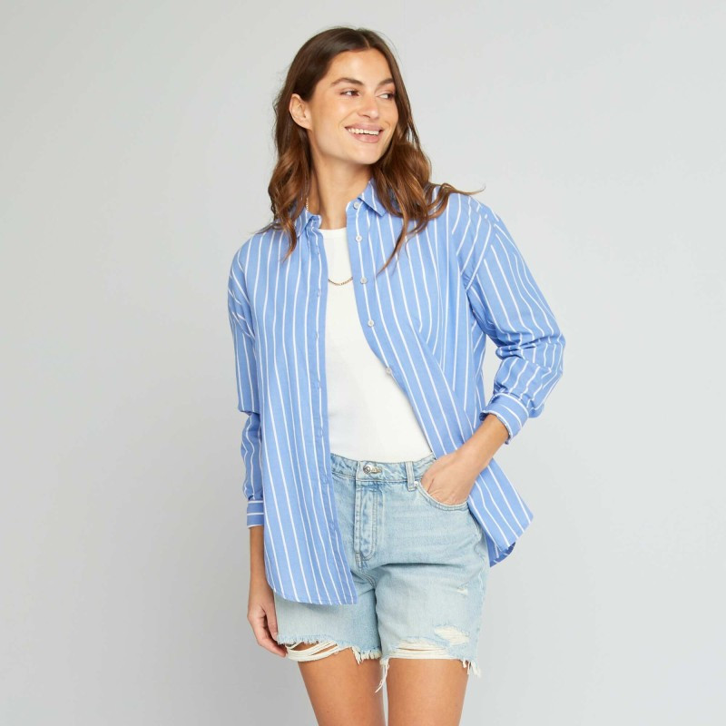 Short en jean avec déchirures - Bleu