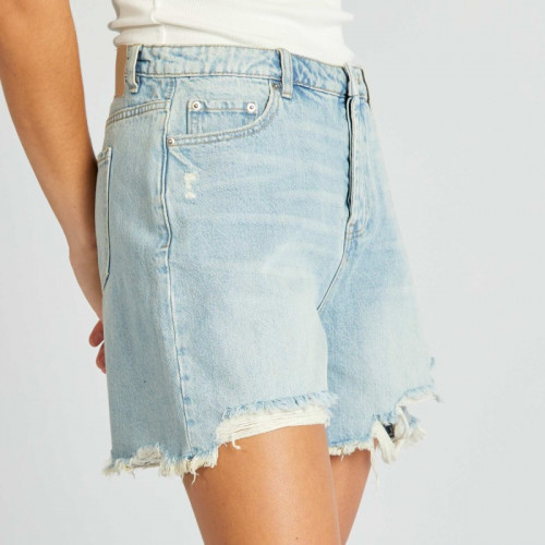 Short en jean avec déchirures - Bleu