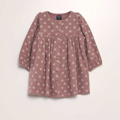 Robe à plumetis et culotte assortie - 2 pièces - Rose foncé