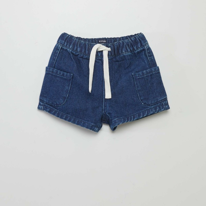 Short en jean avec cordons contrastants - Brut