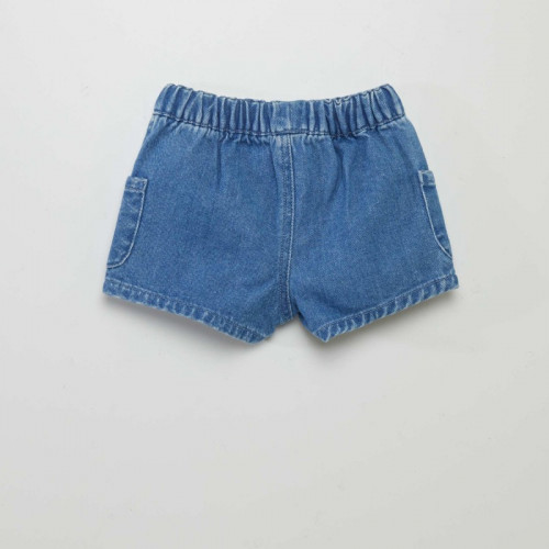 Short en jean avec cordons contrastants - Bleu