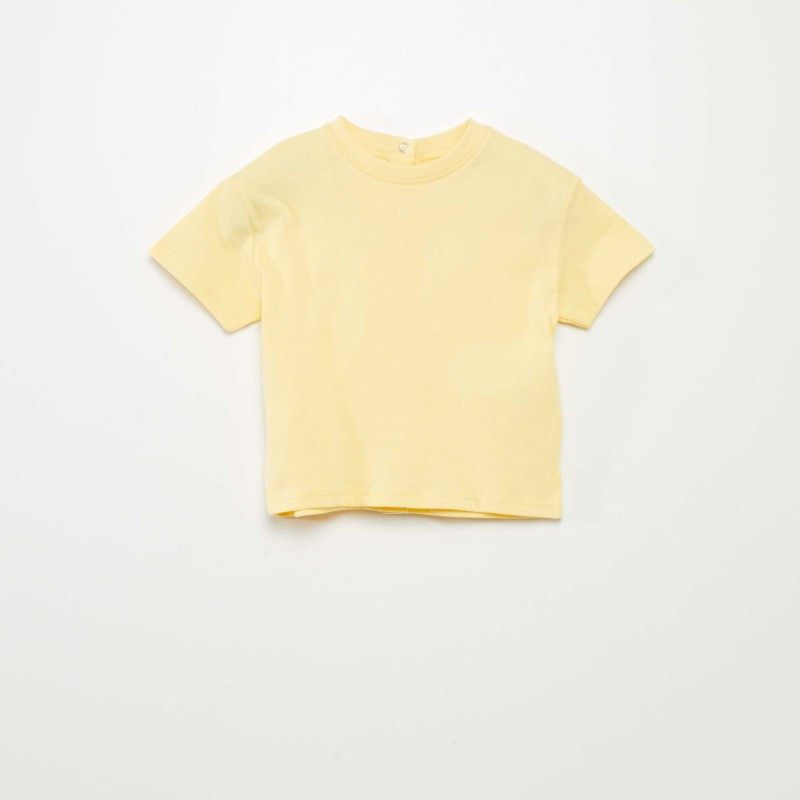 T-shirt  uni en maille jersey - Jaune