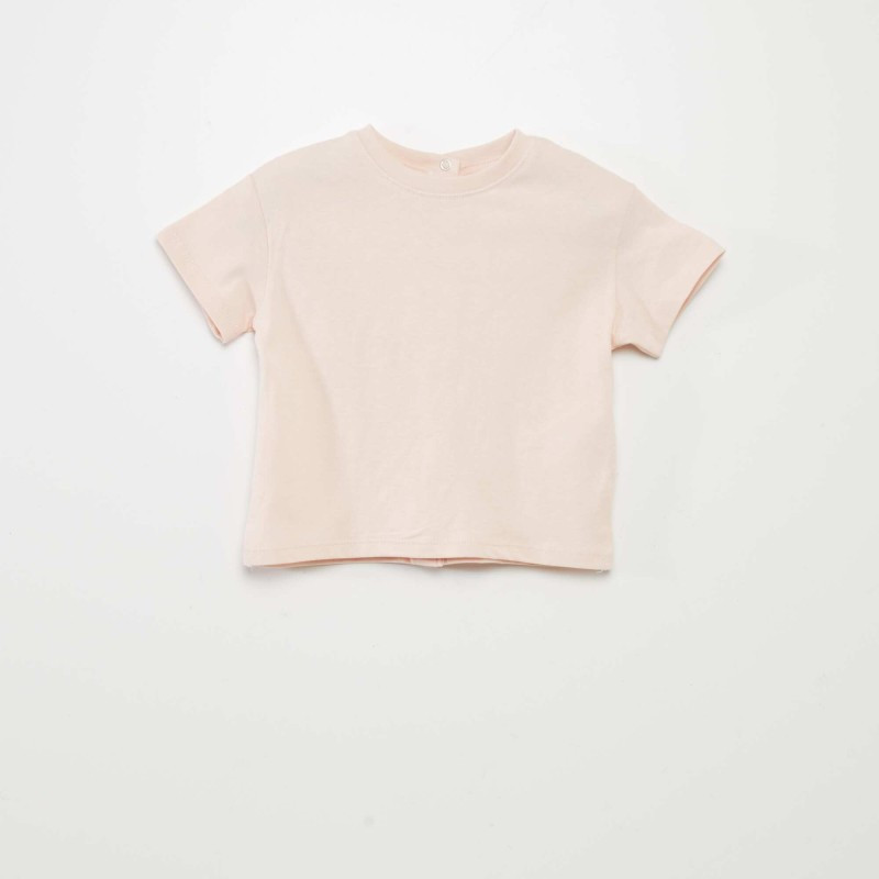 T-shirt  uni en maille jersey - Rose