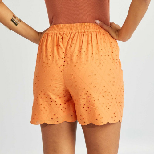 Short en macramé avec plumetis - Orange