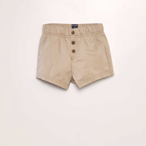 Short à taille élastiquée - Beige