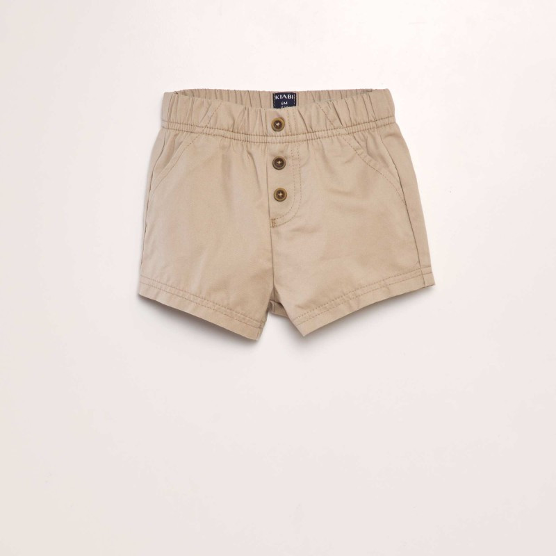 Short à taille élastiquée - Beige