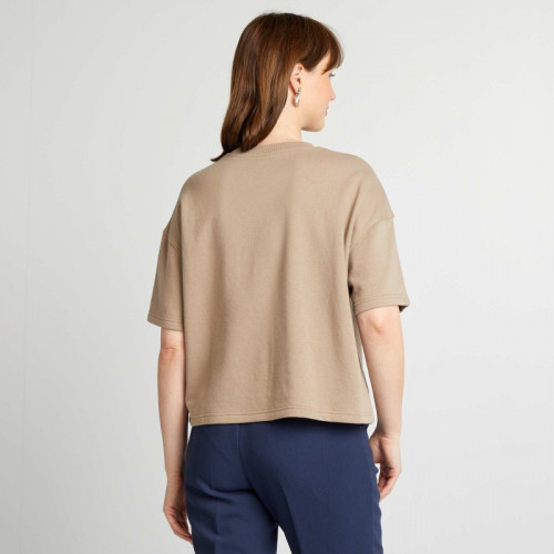 T-shirt en molleton fin - Beige