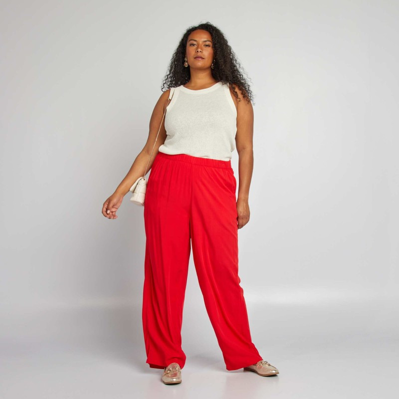 Pantalon large fluide - Rouge