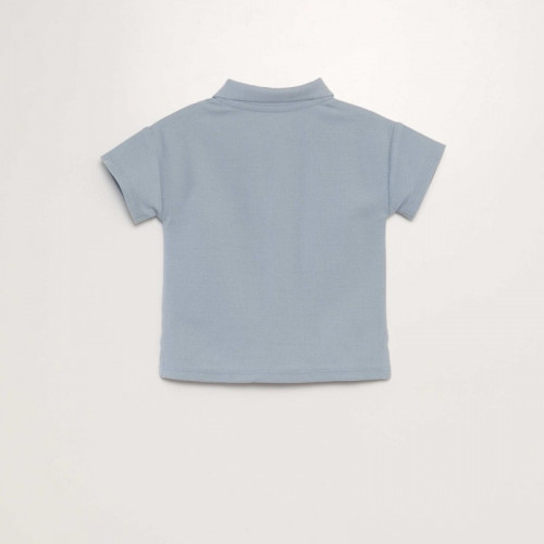 Polo en coton piqué - Bleu gris